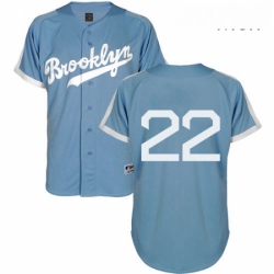 Mens Majestic Los Angeles Dodgers 22 Clayton Kershaw Replica Light Blue Cooperstown MLB Jersey