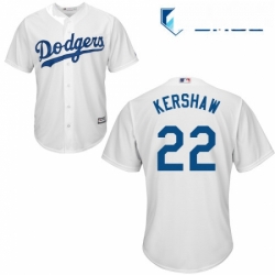 Mens Majestic Los Angeles Dodgers 22 Clayton Kershaw Replica White Home Cool Base MLB Jersey