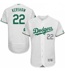 Mens Majestic Los Angeles Dodgers 22 Clayton Kershaw White Celtic Flexbase Authentic Collection MLB Jersey 