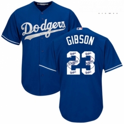 Mens Majestic Los Angeles Dodgers 23 Kirk Gibson Authentic Royal Blue Team Logo Fashion Cool Base MLB Jersey