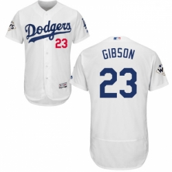 Mens Majestic Los Angeles Dodgers 23 Kirk Gibson Authentic White Home 2017 World Series Bound Flex Base Jersey