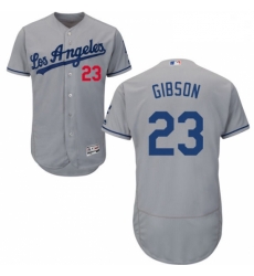 Mens Majestic Los Angeles Dodgers 23 Kirk Gibson Grey Flexbase Authentic Collection MLB Jersey
