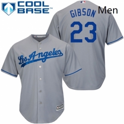 Mens Majestic Los Angeles Dodgers 23 Kirk Gibson Replica Grey Road Cool Base MLB Jersey