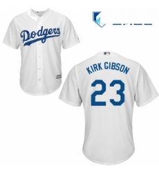 Mens Majestic Los Angeles Dodgers 23 Kirk Gibson Replica White Home Cool Base MLB Jersey