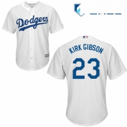 Mens Majestic Los Angeles Dodgers 23 Kirk Gibson Replica White Home Cool Base MLB Jersey