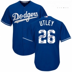 Mens Majestic Los Angeles Dodgers 26 Chase Utley Authentic Royal Blue Team Logo Fashion Cool Base MLB Jersey