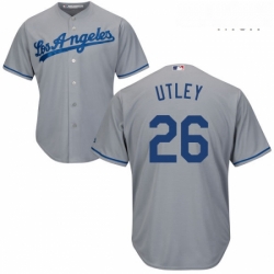 Mens Majestic Los Angeles Dodgers 26 Chase Utley Replica Grey Road Cool Base MLB Jersey