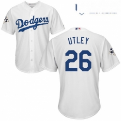 Mens Majestic Los Angeles Dodgers 26 Chase Utley Replica White Home 2017 World Series Bound Cool Base MLB Jersey