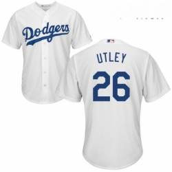 Mens Majestic Los Angeles Dodgers 26 Chase Utley Replica White Home Cool Base MLB Jersey
