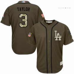 Mens Majestic Los Angeles Dodgers 3 Chris Taylor Authentic Green Salute to Service MLB Jersey 
