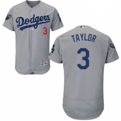 Mens Majestic Los Angeles Dodgers 3 Chris Taylor Gray Alternate Flex Base Authentic Collection 2018 World Series Jersey 