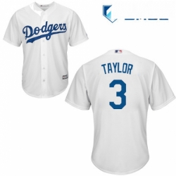 Mens Majestic Los Angeles Dodgers 3 Chris Taylor Replica White Home Cool Base MLB Jersey 