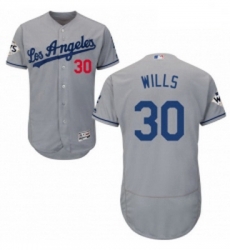 Mens Majestic Los Angeles Dodgers 30 Maury Wills Authentic Grey Road 2017 World Series Bound Flex Base Jersey