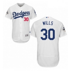 Mens Majestic Los Angeles Dodgers 30 Maury Wills Authentic White Home 2017 World Series Bound Flex Base Jersey
