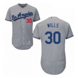 Mens Majestic Los Angeles Dodgers 30 Maury Wills Grey Flexbase Authentic Collection MLB Jersey