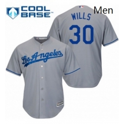 Mens Majestic Los Angeles Dodgers 30 Maury Wills Replica Grey Road Cool Base MLB Jersey