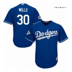 Mens Majestic Los Angeles Dodgers 30 Maury Wills Replica Royal Blue Alternate 2017 World Series Bound Cool Base MLB Jersey