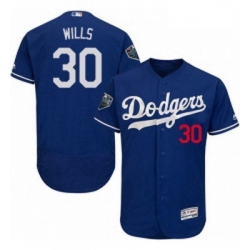 Mens Majestic Los Angeles Dodgers 30 Maury Wills Royal Blue Flexbase Authentic Collection 2018 World Series Jersey