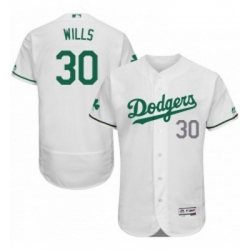 Mens Majestic Los Angeles Dodgers 30 Maury Wills White Celtic Flexbase Authentic Collection MLB Jersey