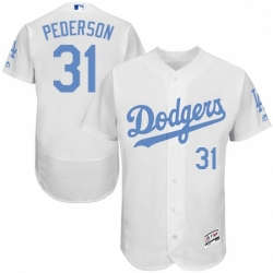 Mens Majestic Los Angeles Dodgers 31 Joc Pederson Authentic White 2016 Fathers Day Fashion Flex Base Jersey