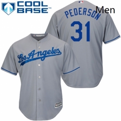 Mens Majestic Los Angeles Dodgers 31 Joc Pederson Replica Grey Road Cool Base MLB Jersey