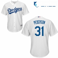 Mens Majestic Los Angeles Dodgers 31 Joc Pederson Replica White Home Cool Base MLB Jersey