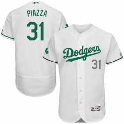 Mens Majestic Los Angeles Dodgers 31 Mike Piazza White Celtic Flexbase Authentic Collection MLB Jersey