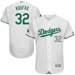 Mens Majestic Los Angeles Dodgers 32 Sandy Koufax White Celtic Flexbase Authentic Collection MLB Jersey