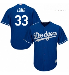 Mens Majestic Los Angeles Dodgers 33 Mark Lowe Replica Royal Blue Alternate Cool Base MLB Jersey 