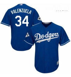 Mens Majestic Los Angeles Dodgers 34 Fernando Valenzuela Replica Royal Blue Alternate 2017 World Series Bound Cool Base MLB Jersey