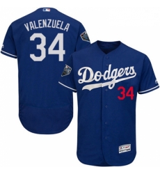 Mens Majestic Los Angeles Dodgers 34 Fernando Valenzuela Royal Blue Flexbase Collection 2018 World Series Jersey 20