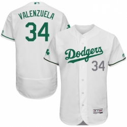 Mens Majestic Los Angeles Dodgers 34 Fernando Valenzuela White Celtic Flexbase Collection 2018 World Series Jersey 