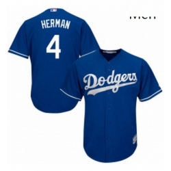 Mens Majestic Los Angeles Dodgers 4 Babe Herman Replica Royal Blue Alternate Cool Base MLB Jersey