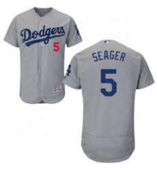 Mens Majestic Los Angeles Dodgers 5 Corey Seager Gray Alternate Road Flexbase Authentic Collection MLB Jersey