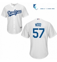 Mens Majestic Los Angeles Dodgers 57 Alex Wood Replica White Home Cool Base MLB Jersey 