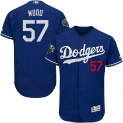 Mens Majestic Los Angeles Dodgers 57 Alex Wood Royal Blue Alternate Flex Base Collection 2018 World Series Jersey 2