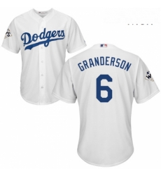 Mens Majestic Los Angeles Dodgers 6 Curtis Granderson Replica White Home 2017 World Series Bound Cool Base MLB Jersey 