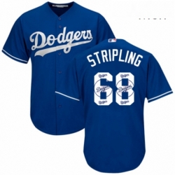 Mens Majestic Los Angeles Dodgers 68 Ross Stripling Authentic Royal Blue Team Logo Fashion Cool Base MLB Jersey 