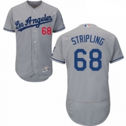 Mens Majestic Los Angeles Dodgers 68 Ross Stripling Grey Road Flex Base Authentic Collection MLB Jersey