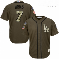 Mens Majestic Los Angeles Dodgers 7 Julio Urias Authentic Green Salute to Service 2018 World Series MLB Jersey
