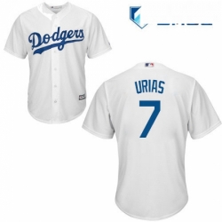 Mens Majestic Los Angeles Dodgers 7 Julio Urias Replica White Home Cool Base MLB Jersey