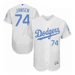 Mens Majestic Los Angeles Dodgers 74 Kenley Jansen Authentic White 2016 Fathers Day Fashion Flex Base Jerseys