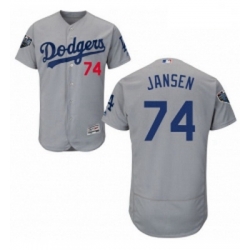 Mens Majestic Los Angeles Dodgers 74 Kenley Jansen Gray Alternate Flex Base Authentic Collection 2018 World Series Jersey