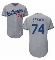 Mens Majestic Los Angeles Dodgers 74 Kenley Jansen Grey Flexbase Authentic Collection MLB Jersey