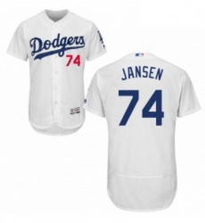 Mens Majestic Los Angeles Dodgers 74 Kenley Jansen White Home Flex Base Authentic Collection MLB Jersey