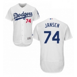 Mens Majestic Los Angeles Dodgers 74 Kenley Jansen White Home Flex Base Authentic Collection MLB Jersey