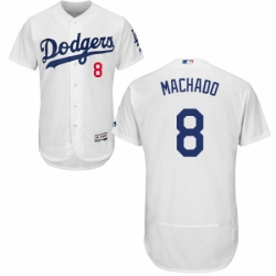 Mens Majestic Los Angeles Dodgers 8 Manny Machado White Home Flex Base Authentic Collection MLB Jersey (1)