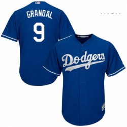Mens Majestic Los Angeles Dodgers 9 Yasmani Grandal Replica Royal Blue Alternate Cool Base MLB Jersey