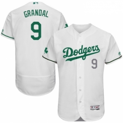 Mens Majestic Los Angeles Dodgers 9 Yasmani Grandal White Celtic Flexbase Authentic Collection MLB Jersey