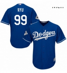 Mens Majestic Los Angeles Dodgers 99 Hyun Jin Ryu Replica Royal Blue Alternate 2017 World Series Bound Cool Base MLB Jersey